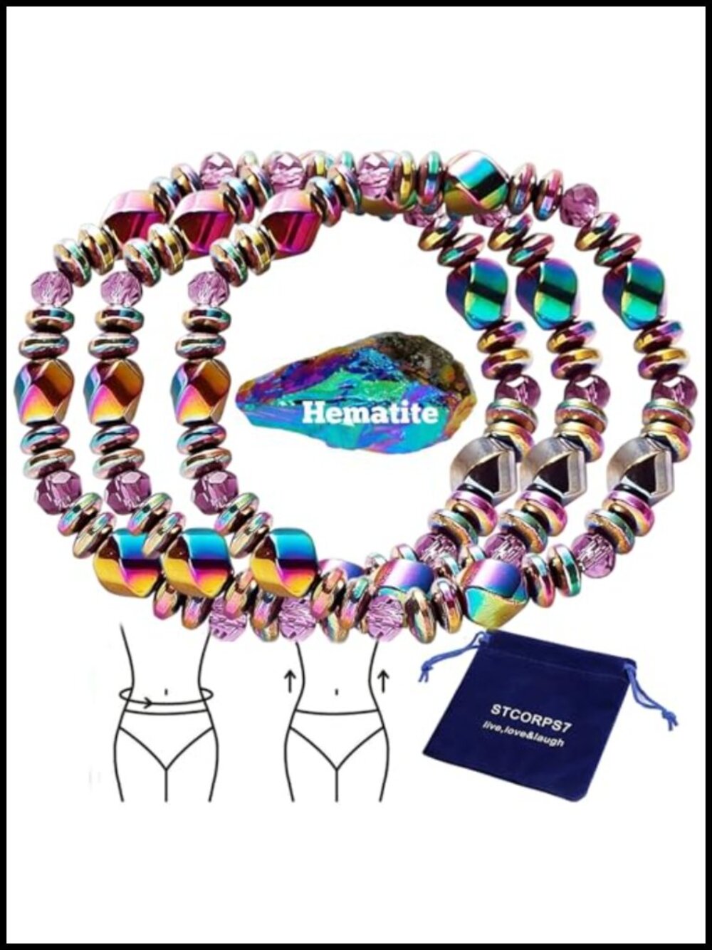 Magnetic Healing Bracelet Adjustable Hematite Anxiety Relief Slimming